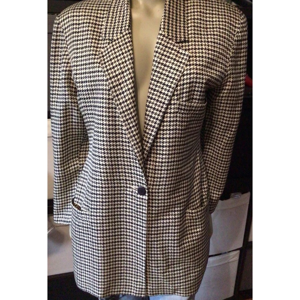 Vintage 80’s Silk Houndstooth Blazer size 8